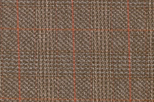 Dormeuil Fabric Brown Check 55% Wool 45% Silk (Ref-880130)