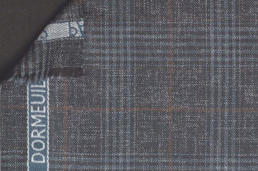 Dormeuil Fabric Blue Check 55% Wool 45% Silk (Ref-880132)