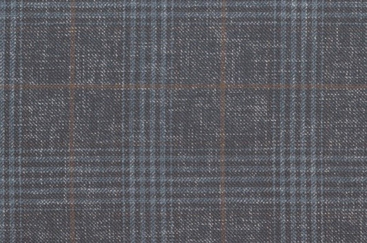 Dormeuil Fabric Blue Check 55% Wool 45% Silk (Ref-880132)