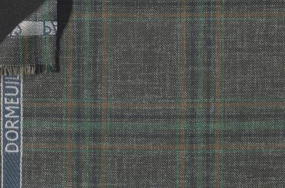 Dormeuil Fabric Green Check 55% Wool 45% Silk (Ref-880135)