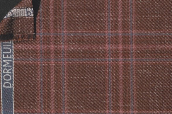 Dormeuil Fabric Red Check 55% Wool 45% Silk (Ref-880136)