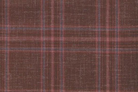 Dormeuil Fabric Red Check 55% Wool 45% Silk (Ref-880136)