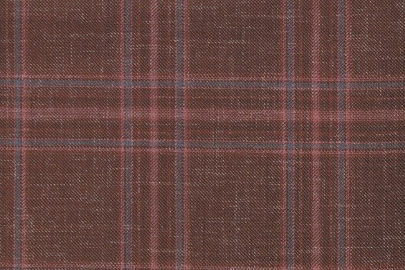 Dormeuil Fabric Red Check 55% Wool 45% Silk (Ref-880136)