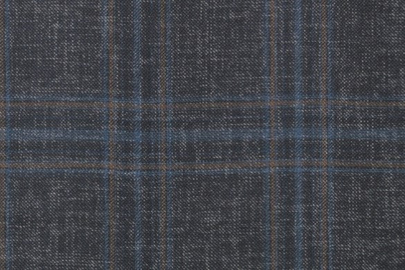 Dormeuil Fabric Blue Check 55% Wool 45% Silk (Ref-880137)