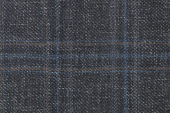 Dormeuil Fabric Blue Check 55% Wool 45% Silk (Ref-880137)