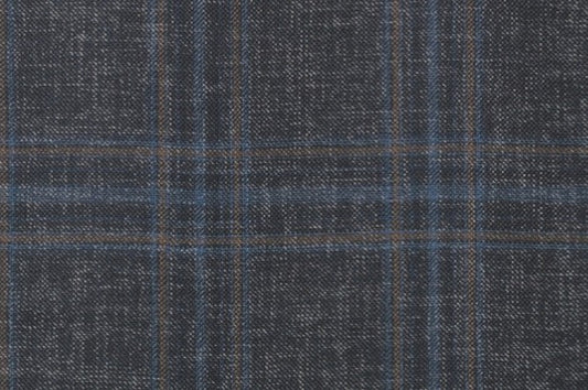 Dormeuil Fabric Blue Check 55% Wool 45% Silk (Ref-880137)