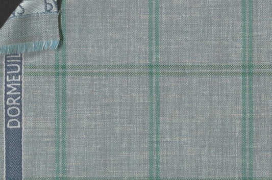 Dormeuil Fabric Green Check 55% Wool 45% Silk (Ref-880141)