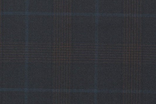 Dormeuil Fabric Navy Check 55% Wool 45% Silk (Ref-880142)