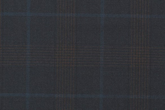 Dormeuil Fabric Blue Check 55% Wool 45% Silk (Ref-880142)