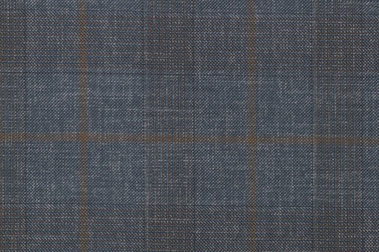 Dormeuil Fabric Blue Check 55% Wool 45% Silk (Ref-880144)