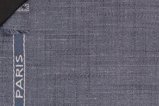 Dormeuil Fabric Blue Plain 35% Wool 23% Bamboo 22% Silk 20% Linen (Ref-881158)