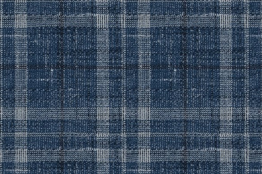 Dormeuil Fabric Blue Check 35% Wool 23% Bamboo 22% Silk 20% Linen (Ref-881501)