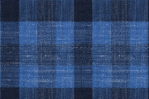 Dormeuil Fabric Blue Check 35% Wool 23% Bamboo 22% Silk 20% Linen (Ref-881505)