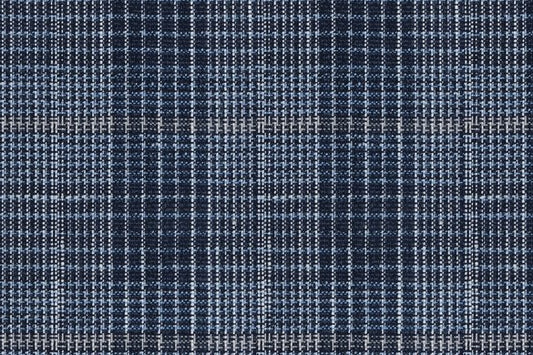 Dormeuil Fabric Blue Check 35% Wool 23% Bamboo 22% Silk 20% Linen (Ref-881506)