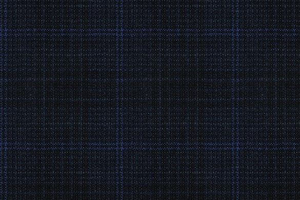 Dormeuil Fabric Navy Check 35% Wool 23% Bamboo 22% Silk 20% Linen (Ref-881508)