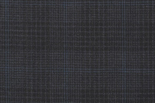 Dormeuil Fabric Navy Check 35% Wool 23% Bamboo 22% Silk 20% Linen (Ref-881508)