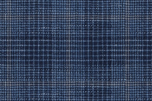 Dormeuil Fabric Blue Check 35% Wool 23% Bamboo 22% Silk 20% Linen (Ref-881509)