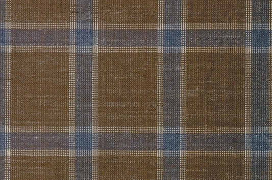 Dormeuil Fabric Brown Check 35% Wool 23% Bamboo 22% Silk 20% Linen (Ref-881514)