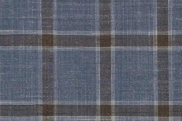 Dormeuil Fabric Blue Check 35% Wool 23% Bamboo 22% Silk 20% Linen (Ref-881515)