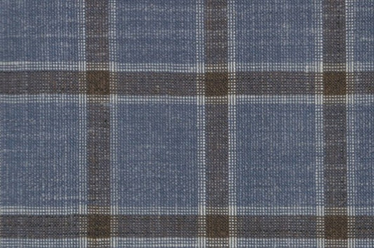 Dormeuil Fabric Blue Check 35% Wool 23% Bamboo 22% Silk 20% Linen (Ref-881515)