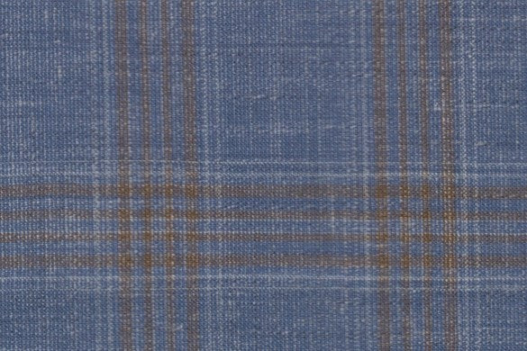 Dormeuil Fabric Blue Check 35% Wool 23% Bamboo 22% Silk 20% Linen (Ref-881518)