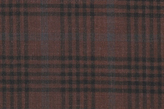 Dormeuil Fabric Red Check 35% Wool 23% Bamboo 22% Silk 20% Linen (Ref-881522)