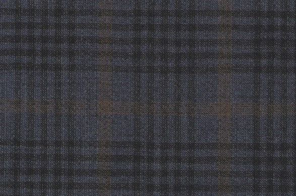 Dormeuil Fabric Navy Check 35% Wool 23% Bamboo 22% Silk 20% Linen (Ref-881523)