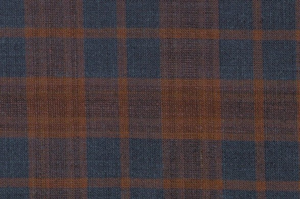 Dormeuil Fabric Navy Check 35% Wool 23% Bamboo 22% Silk 20% Linen (Ref-881524)