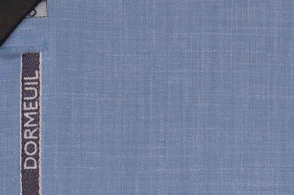 Dormeuil Fabric Blue Plain 83% Wool 17% Linen (Ref-882126)