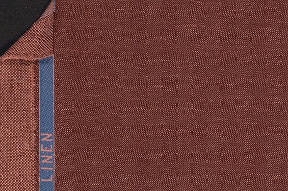 Dormeuil Fabric Red Herringbone 60% Wool 40% Linen (Ref-882201)