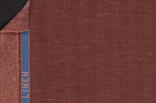 Dormeuil Fabric Red Herringbone 60% Wool 40% Linen (Ref-882201)