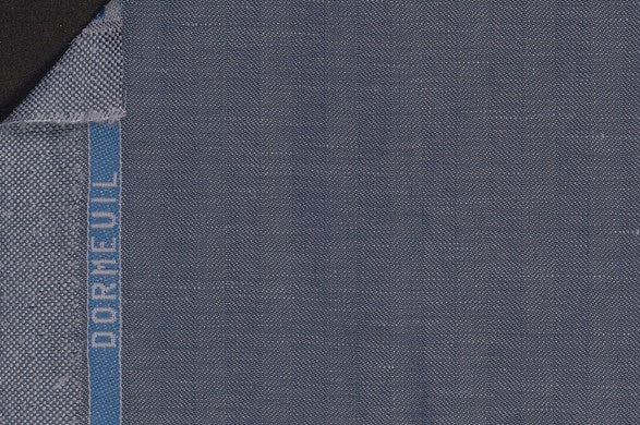 Dormeuil Fabric Blue Herringbone 60% Wool 40% Linen (Ref-882205)