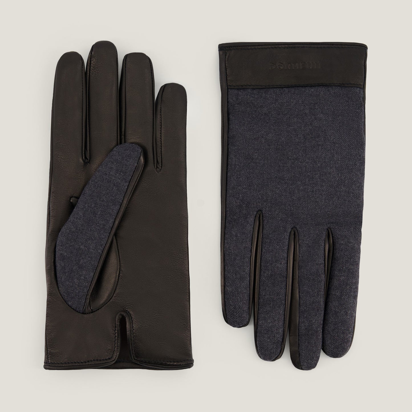 Pure Cashmere & Leather men's gloves Grey Gris グレー 灰色