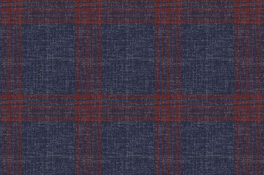 Dormeuil Fabric Blue Check 55% Wool 45% Silk (Ref-880061)