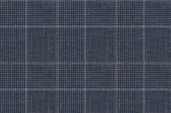 Dormeuil Fabric Blue Check 67% Wool 27% Silk 6% Linen (Ref-880074)