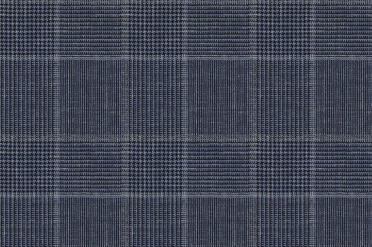 Dormeuil Fabric Blue Check 67% Wool 27% Silk 6% Linen (Ref-880074)